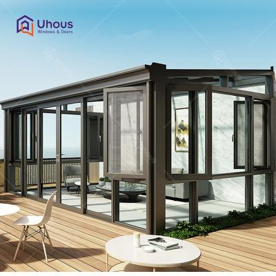 China Villa Customized Home Conservative Solarium Aluminum Glass Door Patio Aluminum Window 4 Seasons Sunrooms for sale