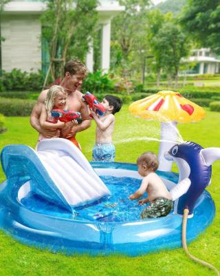 China Women Inflatable Play Center , Baby Dolphin Sprinkler Pool for sale