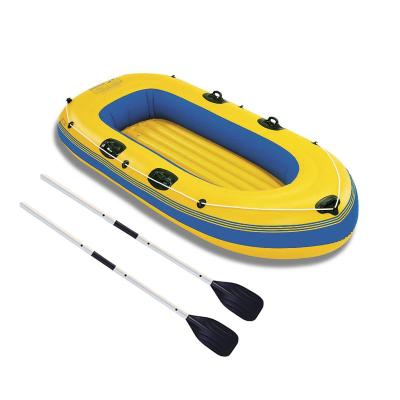 China Sea - River - Lake - Ocean PVC Inflatable Rowing Boat Plastic Inflatable Two Person Yellow Fishing Boat With Paddle for sale