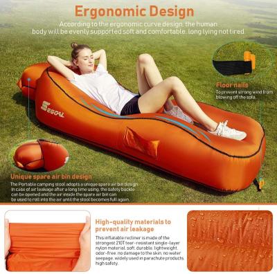 China Women Inflatable Lounger Beach Bed Camping Chair Air Sofa Hammock with Pillow for sale