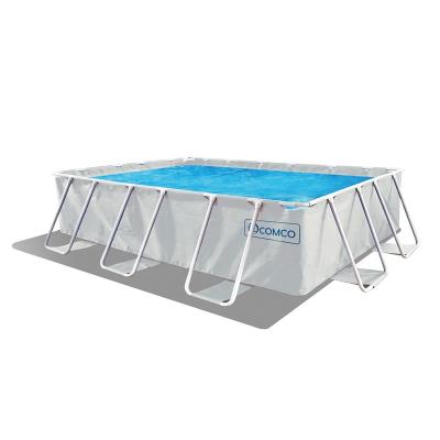 China 300x175x80cm Fashion Indoor or Outdoor Design Folding Stable Water Play Above Ground Rectangular U Shape Metal Frame Family Pool for sale