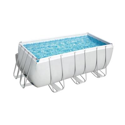 China 300x200x99cm Fashion Indoor or Outdoor Design Folding Stable Water Play Above Ground Rectangular U Shape Metal Frame Family Pool for sale