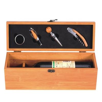 China Sustainable Solid Bamboo Wine Gift Box Set Wine Bottle Wine Set for sale