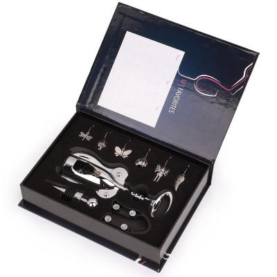 China New Viable 9 Pieces Kit Corkscrew Opener Book Wine With Charms Wine Accessories Gift Set for sale