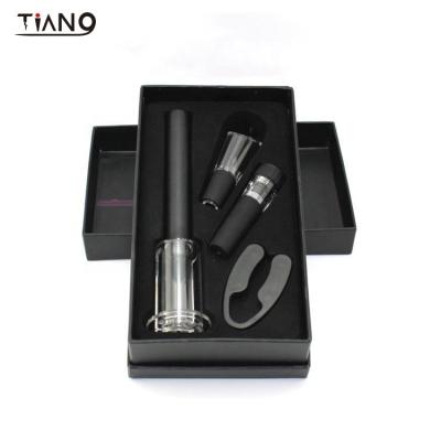 China Viable Compressor Wine Opener Pressure Corkscrew Set Gift Box 4 Piece Wine Accessory Tool Kit for sale