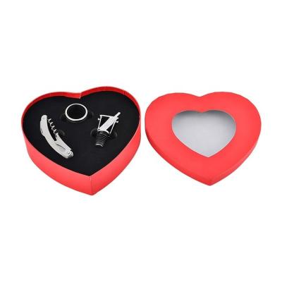 China Valentine's Day Sustainable Gfit Wine Set Heart Shape Wine Opener Set To Wedding for sale