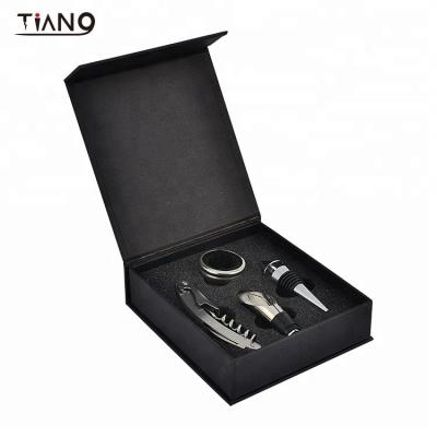 China Viable Gift Box Wine Corkscrew Set 4pcs Wine Accessories Gift Set for sale