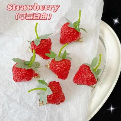 China Mini Strawberry Hair Clips Hair Accessories Children's Hair Decoration Strawberry Students 3D Sweet Creative Cute Simulated Funny Hairpins for sale