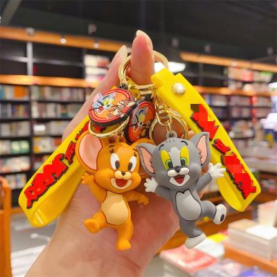 China Cartoon Key Chain Cat Mouse Key Chain Cute Toy Car Key Pendant 3D PVC Fashionable Creative Pendant Mouse Couple for sale