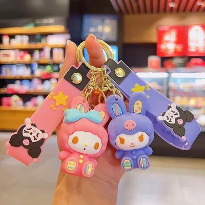 China Fashionable Custom Key Chain Pendant Dog Melody Keychain Accessories Rabbit Car Lovers Anime PVC Cartoon 3D Creative Schoolbag Key Chain for sale