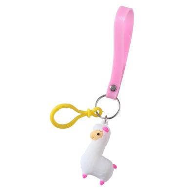 China Fashionable PVC Promotional Cute 3D Animal Key Key Chain Ring Bag Pendant Kawaii Alpaca Key Chain Gifts for sale