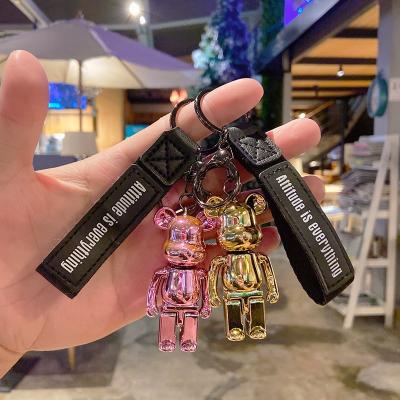 China New Fashionable Promotional Key Chain Electroplate Cartoon Car Schoolbag Pendant Bear Animal Key Chain Key Gift for sale