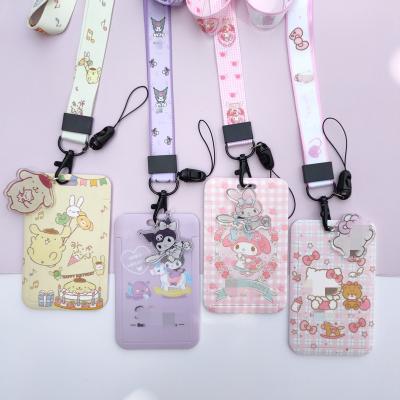 China Advertising Cardboard Dog Cat Melody Card Holder Chest Tag Japanese Key Chain Lanyards in Fashionable Wholesale Cartoon Anime Credit ID Transit for sale