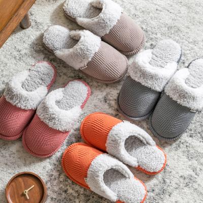 China Fashion Trend Winter Warm Plus Velvet TPR Bottom Fur Home Slipper Cotton for sale