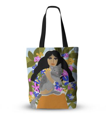 China Lady Canvas Shopping Bag Matisse Style Oil Painting Canvas Shoulder Bag Morandi Earth Color Vintage for sale