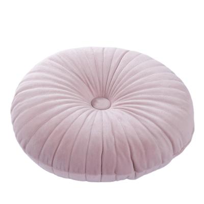 China Velvet Non-Toxic Round Tile Pleated Pumpkin Chair Cushion Floor Pillow Couch Cushion Floor Pillow for sale