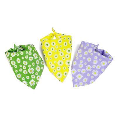 China Viable Pet Supplies Daisy Flower Double Cloth Pet Saliva Towel Dog Cat Triangle Bandana Pet Scarf for sale