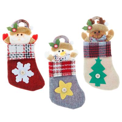 China Fabric Accessories Hotsale Personalized Decorative Christmas Stocking Sock With Blanket Stitch Cuff for sale