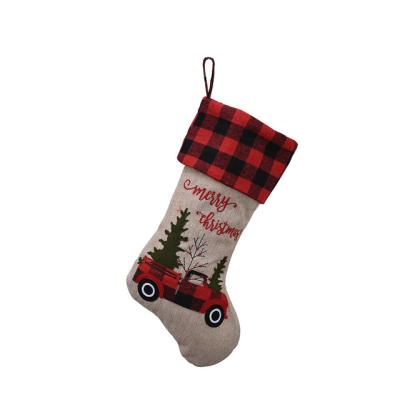 China Fabr Hot Selling Christmas Like A Polyester Canvas Ornaments Store Sack Christmas To Decorate Socks for sale