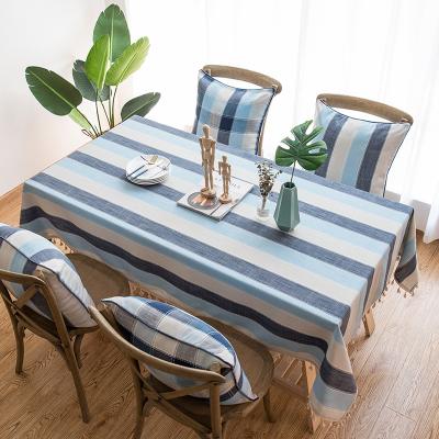 China Small fresh eco-friendly anti-scalding tablecloth Japanese style striped art tassels coffee table cushion rectangular tablecloth for sale