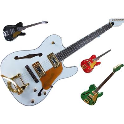 China Hot Selling Maple Semi-Hollow Body Electric Guitar with Tremolo Bridge, OEM Custom for sale