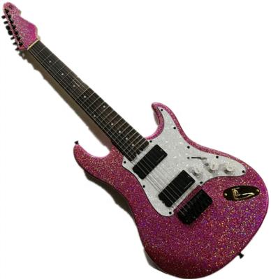 China 7 String Electric Guitar Exquisite Body Rose Brand Guitar Electric Guitar With Flash Powder for sale