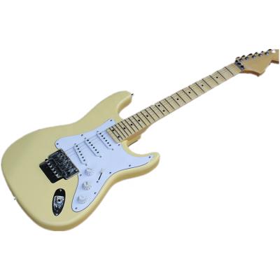 China St exquisite yellow guitar body electric guitar made in China, with scalloped maple fingerboard for sale