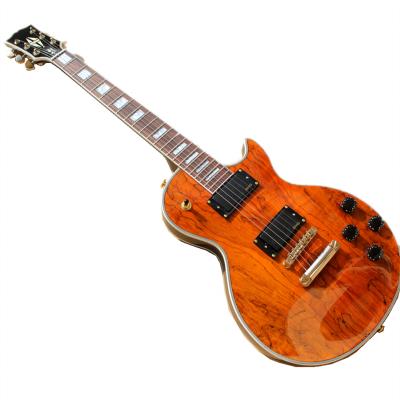 China Reasonable china brands lp electric guitar with gold hardware, quilted maple veneer for sale