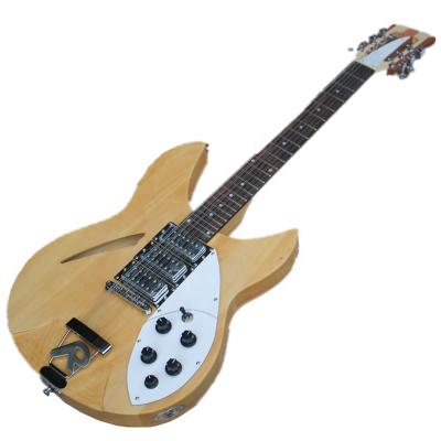 China String Musical Natural Wood Semi-Hollow Body 12 Player Electric Guitar with 3 Pickups, R Bridge, Chrome Hardware for sale