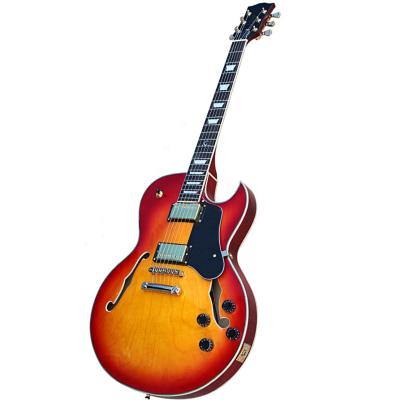 China Huiyuan Exquisite Cherry Sunburst Body Electric Guitars Semi-hollow Electric Guitar with Gold Hardware for sale