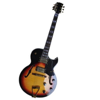 China Sunburst Exquisite Semi-Hollow Body Tobacco Huiyuan Electric Guitar with Gold Hardware Guitar-Electric for sale