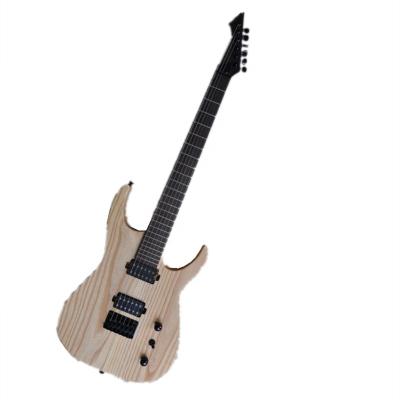 China Huiyuan 6 string exquisite natural wood electric guitar with Humbucking pickups, electric guitar jazz for sale