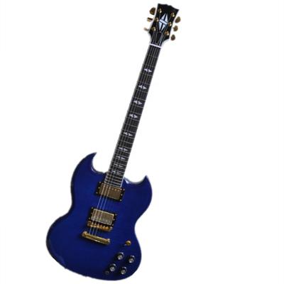 China Exquisite electric guitar diy kit factory Huiyuan blue SG with mahogany body,cheapest guitar for sale