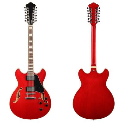 China Huiyuan factory 12 exquisite 335 string electric guitar with body binding, red elecric guitar for sale