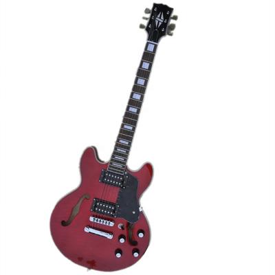 China Maple Huiyuan Red Semi-Hollow Body 335 Electric Guitar with Chrome Hardware,Fixed Bridge,Hole Guitar for sale