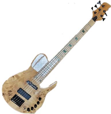 China China Suitable Natural Wood Color Electric Bass Guitar Factory 5 Strings Wholesale, OEM Brand for sale