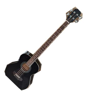 China Factory 4 String Spruce Black Body Acoustic Guitar with Body Binding, Chrome Hardware for sale