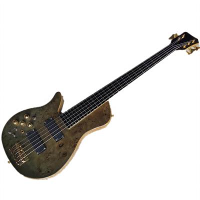 China Suitable Left Handed 5 Contrabass Guitar Solid Body Electric Bass Guitar With Gold Hardware, Can Be Customized for sale