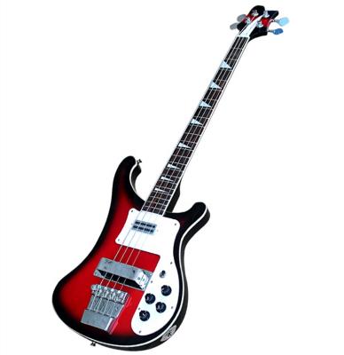 China Exquisite Factory 4 Strings of Huiyuan Bass Electric Guitar with Red/Black Body, Chrome Hardware for sale