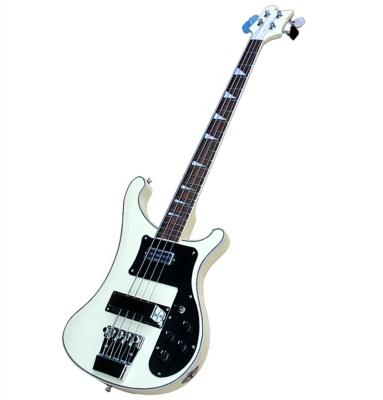 China Exquisite Factory 4 Strings Of Huiyuan Bass Electric Guitar Milky White With Body Binding, Chrome Hardware for sale