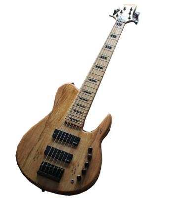 China Exquisite Wholesale 6 String Huiyuan Bass Electric Guitar with Neck-thru-body, Black Hardware, Musical Instrument for sale