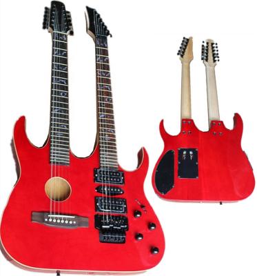 China Exquisite Red Body Double Neck Factory Huiyuan Electric Guitars In 12 String+6 String for sale