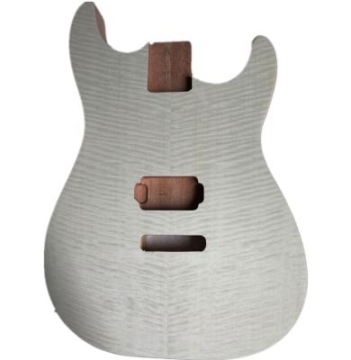 China Durable Custom CNC Guitar Basswood Flame Maple Veneer No Guitar Body Paint White for sale