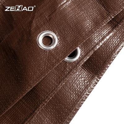 China Tear Stain Tear Proof Heavy Duty Plastic Industrial Flame Retardant PE Tarpaulin Waterproof Poly Tarpaulin 260g Brown for sale