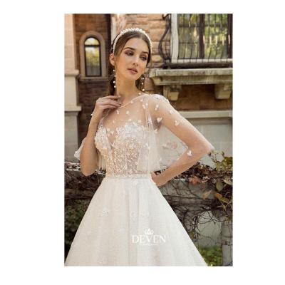 China Anti-Static Arabic Long Sleeves Lace Up Wedding Dresses Arabic Puffy Ball Gowns Beads Wedding Bridal Gowns Sheer Jewel Neck Appliques Sequins OEM for sale