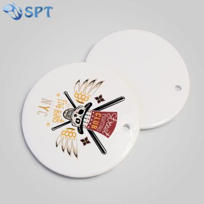 China 2021 Christamas Decoration Christmas Sublimation Blank Round Decorative White Ornament for sale