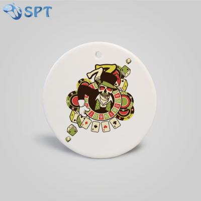 China Custom Printing Ceramic Christmas Round Ornament Sublimation Printed for sale