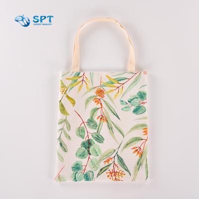 China Fine Sublimation Handled Tote Bags Blank Cotton Canvas Execution for sale