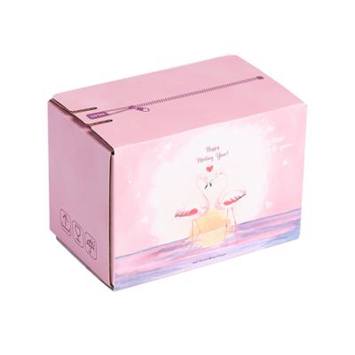 China Recyclable Wholesale Luxury Custom Printed Corrugated Pink Gift Shipping Cardboard Packaging Box With Zipper for sale