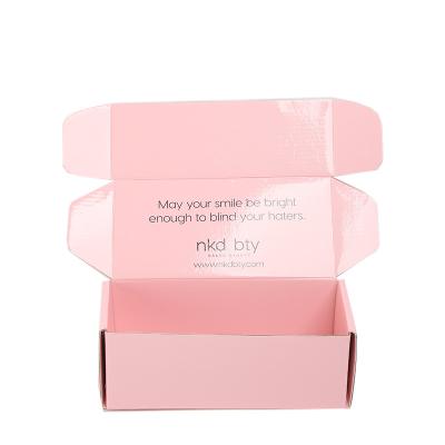 China Recyclable Corrugated Pink Package Mailer Box Custom Printed Pink Corrugated Boxes for sale